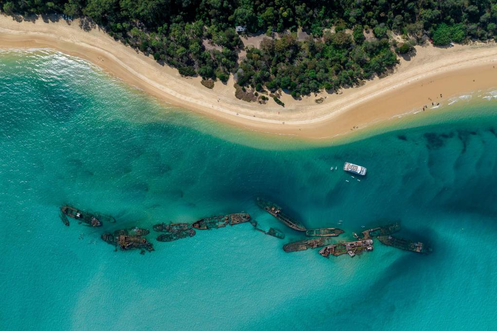 Tourism campaign drone photography showcasing Moreton Island and surrounds